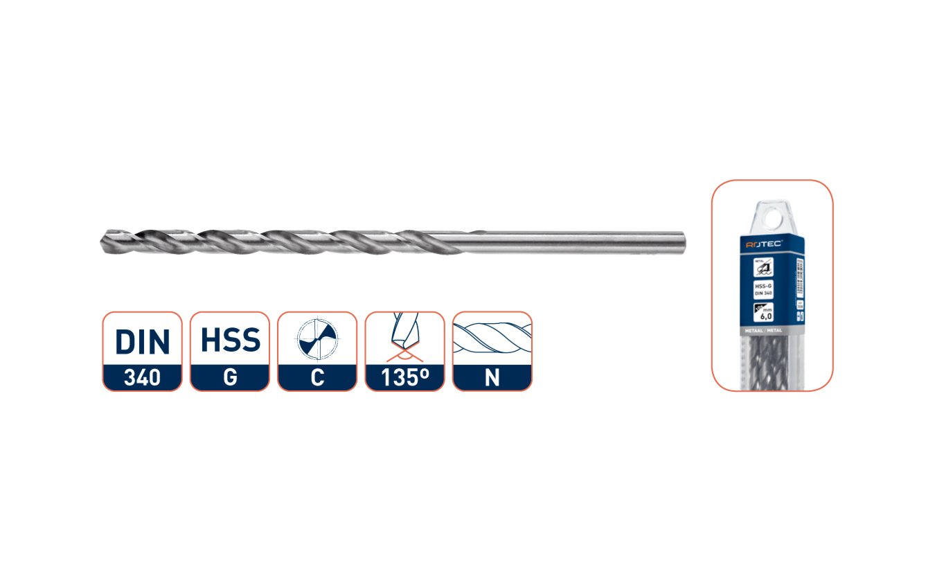 HSS-G Spiraalboren splitpoint, lang 9,5 mm