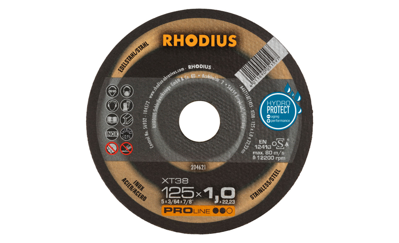 Rhodius XT38 doorslijpschijf 125x1 50 stuks + Quick nut set