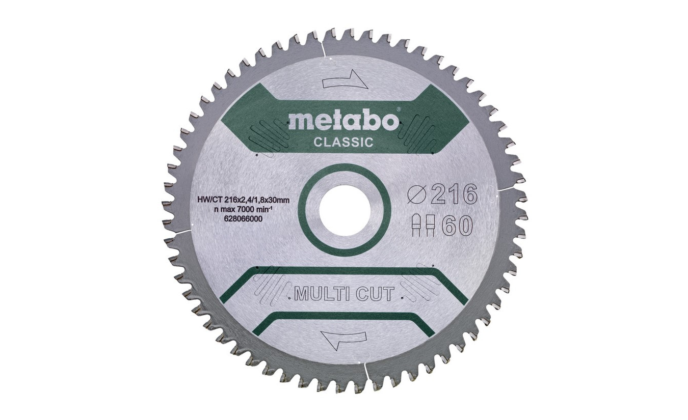 Metabo Multi Cut zaagblad 216x30 Z60 FZ/TZ neg